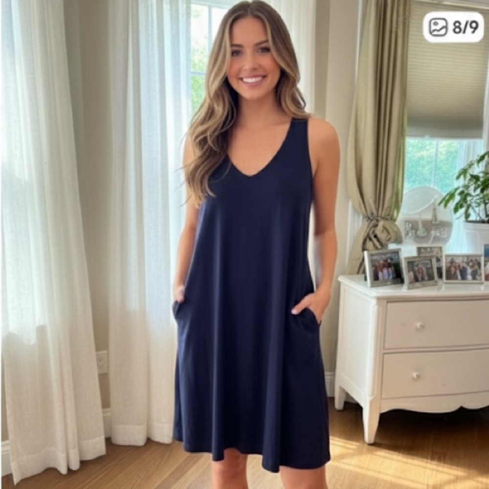 Navy Sleeveless  Racerback Sport Dress
